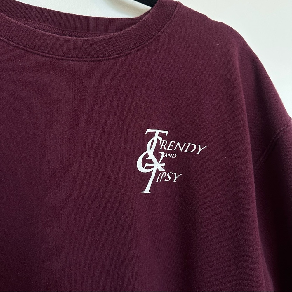 Women's Burgundy Crew Neck Sweater - Picture 3 of 7